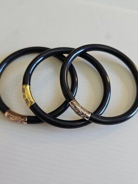THREE KINGS ALL WEATHER BANGLES-BLACK, SIZE SMALL
